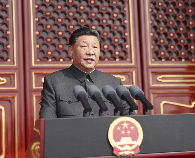10月1日上午，慶祝中華人民共和國成立70周年大會在北京天安門廣場隆重舉行。中共中央總書記、國家主席、中央軍委主席習(xí)近平發(fā)表重要講話。